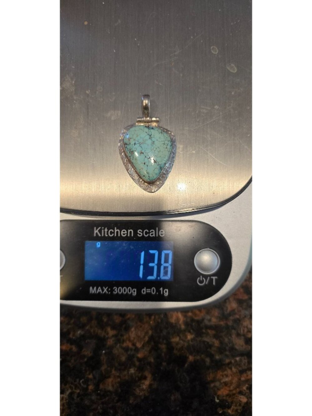 Vintage Natural Turquoise Pendant Sterling Silver 925 Boho Teardrop Handcrafted - Picture 6 of 11